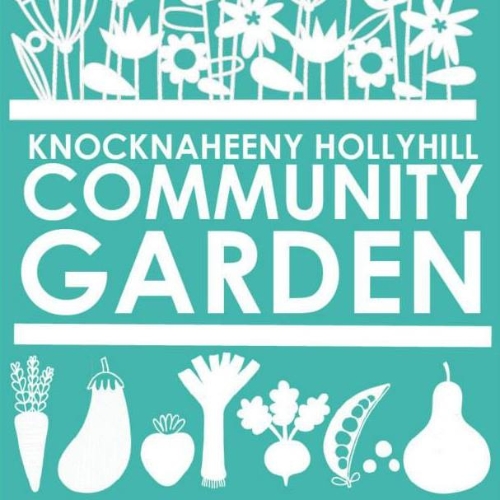 Knocknaheeny Hollyhill Community Garden sign with vegetable illustrations.