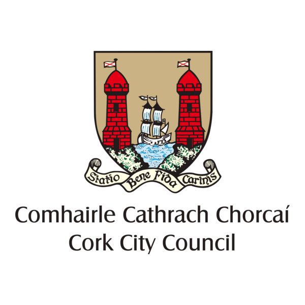 Cork City Council logo featuring red towers and a ship.